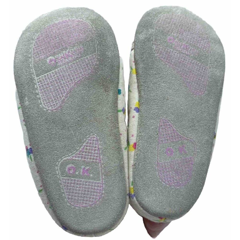 Vintage OshKosh B’Gosh Infant Baby Girls Shoes 1990’s Size 3 Cream Multicolour - Picture 3 of 12